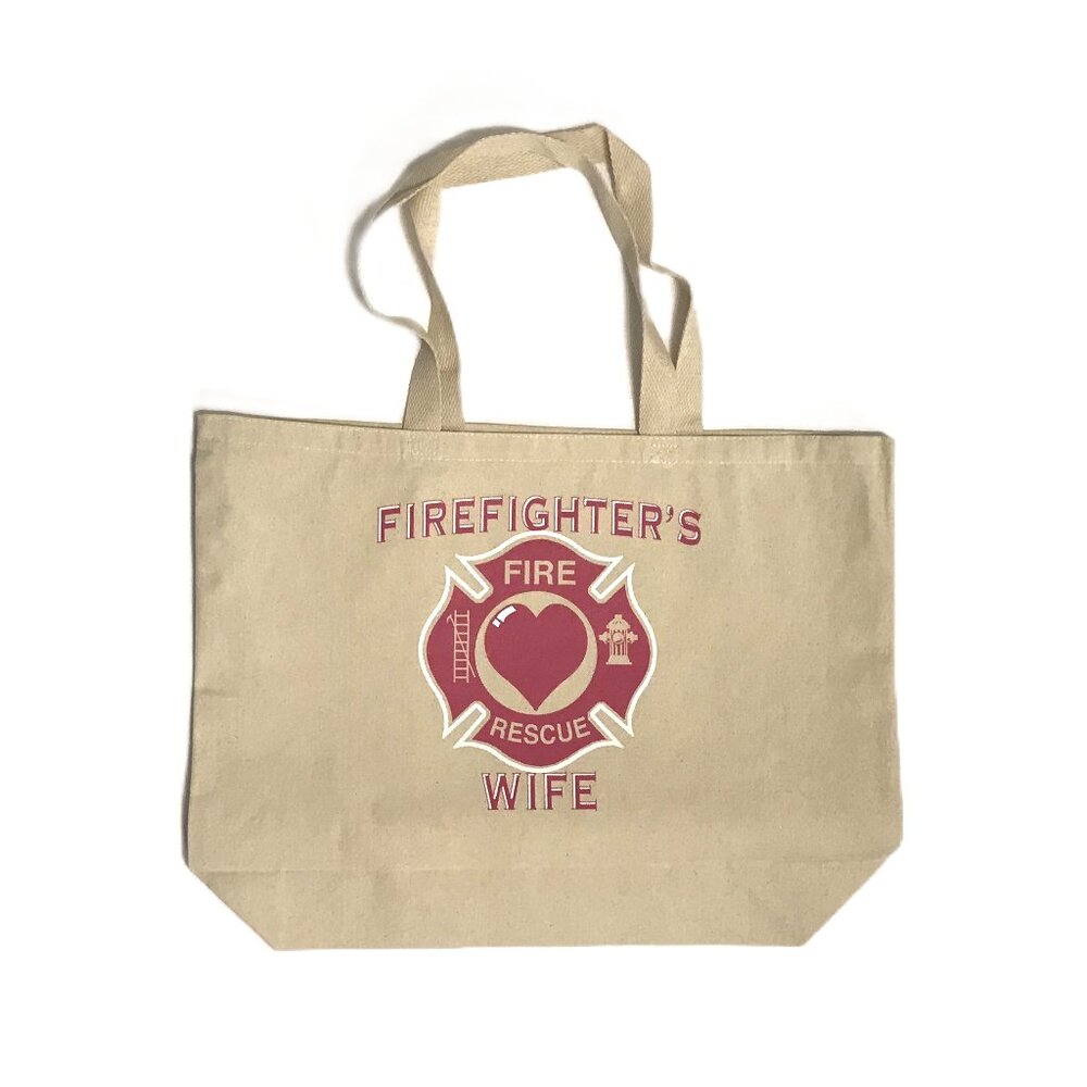 Firefighter's Wife Canvas Tote Bag Heavy 10oz Cotton Canvas Size: 15"x15"x5" NEW